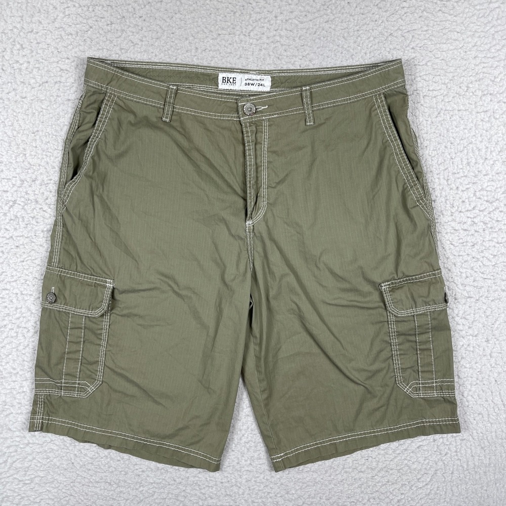 BKE Cargo Shorts Mens 38 Olive Green Athletic Contrast Stitch Gorpcore Utility